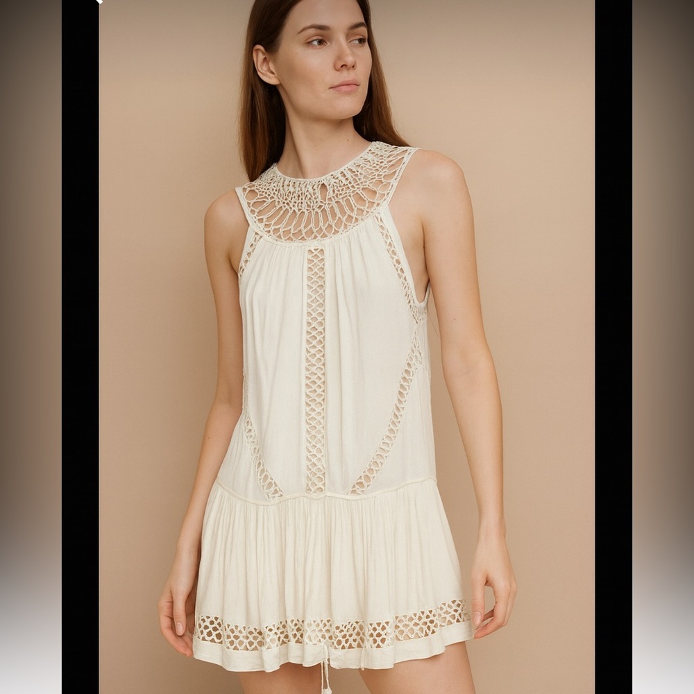 Hotel Particulier Off White Crochet Mini Dress size S #1475